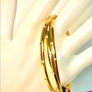 J Crew tri gold bangles with stones